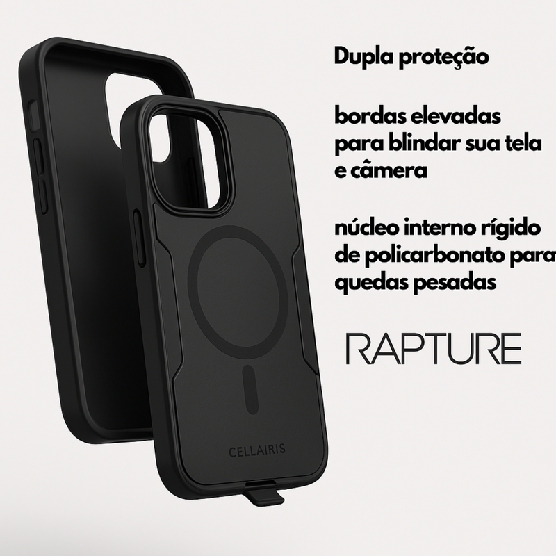 CAPINHA RAPTURE PRETO COM CARREGAMENTO POR INDUÇÃO MAGSAFE IPHONE 16 PRO MAX