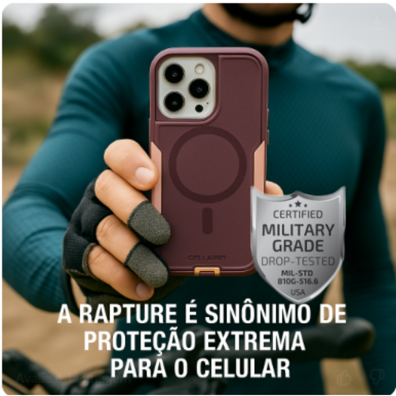 CAPA RAPTURE ROSA COM CARREGAMENTO POR INDUÇÃO MAGSAFE IPHONE 15 PRO