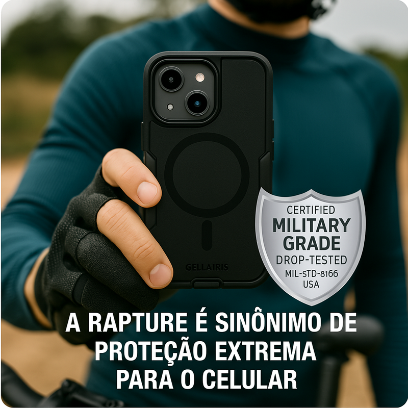 CAPA RAPTURE PRETO COM CARREGAMENTO POR INDUÇÃO MAGSAFE IPHONE 15