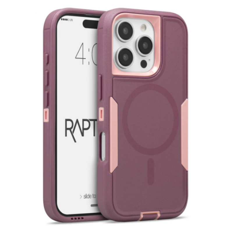 CAPA RAPTURE ROSA COM CARREGAMENTO POR INDUÇÃO MAGSAFE IPHONE 15 PRO